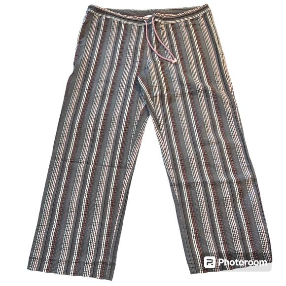 Ouray Womens Lounge Pants Striped Lightweight Drawstring Gray Purple Large - Picture 1 of 6
